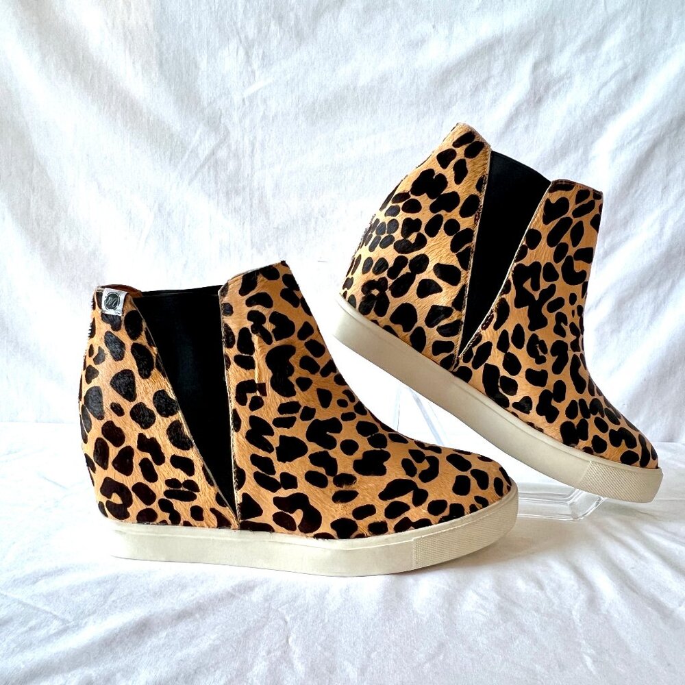 Coconuts by Matisse, Tan and Black, "Lure", Cheetah, Leather & Fur, Sz. 10, EC